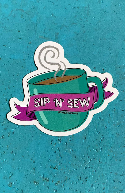 Sip 'N' Sew Mug Sticker