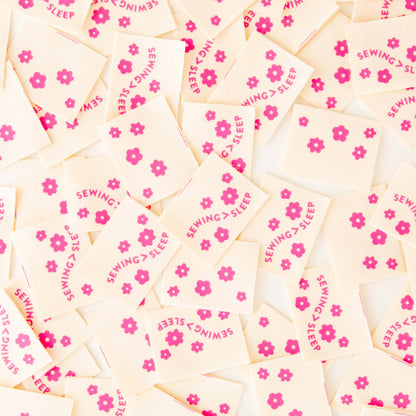 Sewing > Sleep Pink Organic Cotton Labels - Sewing Quilt and Garment Labels